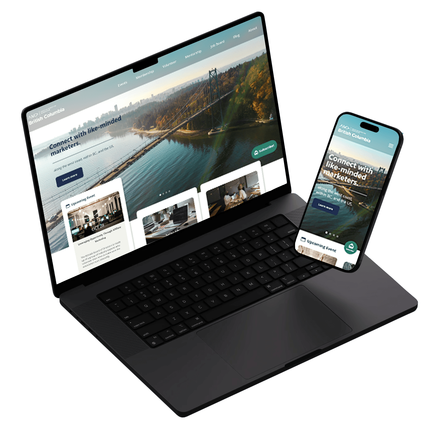 A website mockup with a laptop and mobile phone displaying an example website that the designer has created.